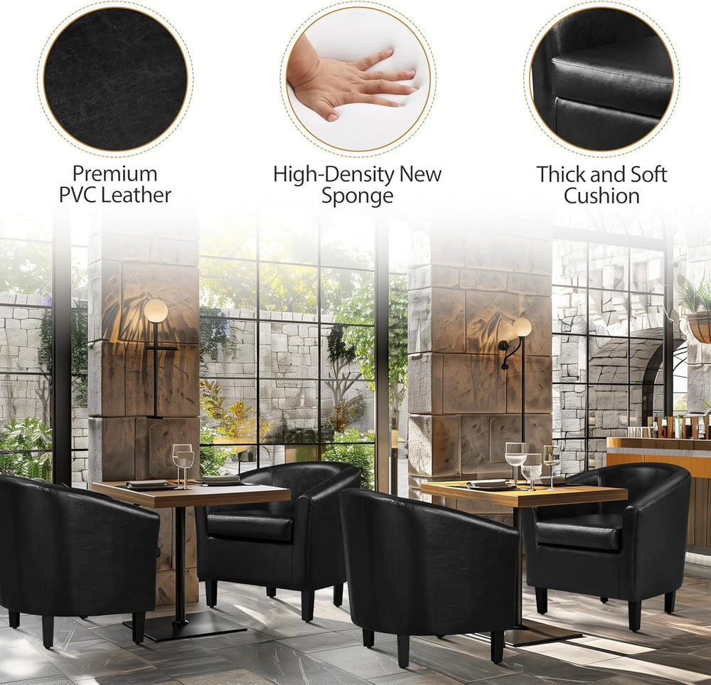 Yaheetech Barrel Chairs Set of 2, Faux Leather Club Armchairs, PU Leather Acc...