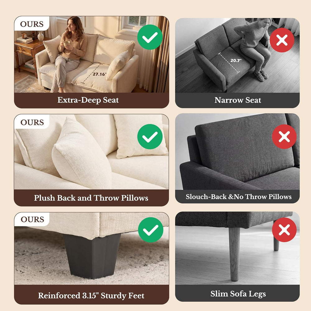 KYJ Loveseat Sofa, Cloud Love Seat Couch 3 Layer Cushion for Small Spaces | 5...