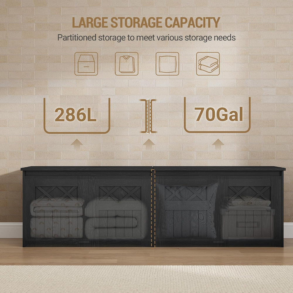 Hzuaneri 59" Rustic Storage Chest and Bench | 70 Gal | 330lb Seat | Soft...