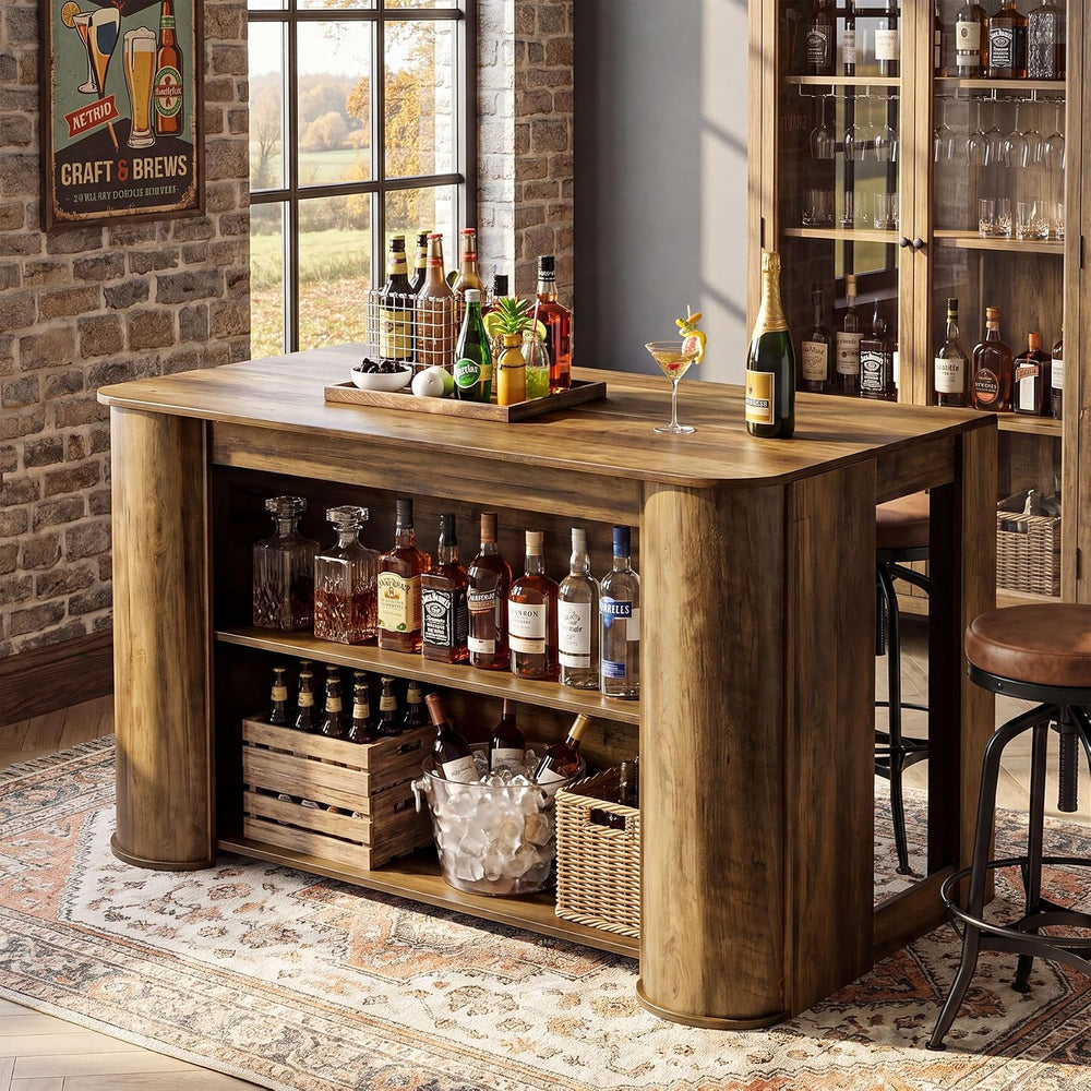 Tribesigns 55" Kitchen Island with Storage Shelves, Farmhouse Stationary...