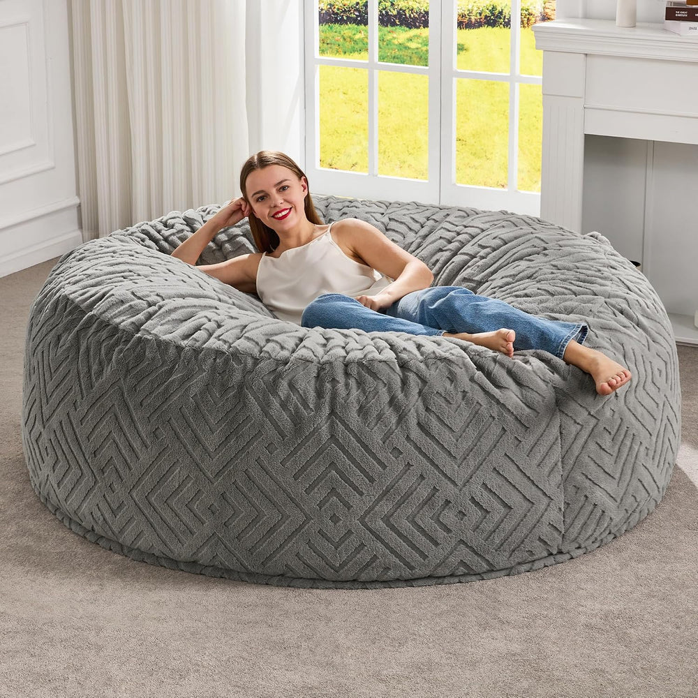 Hobestluk Bean Bag Chair Giant Beanbag Washable LivingRoom 5FT Grey Adult | M...