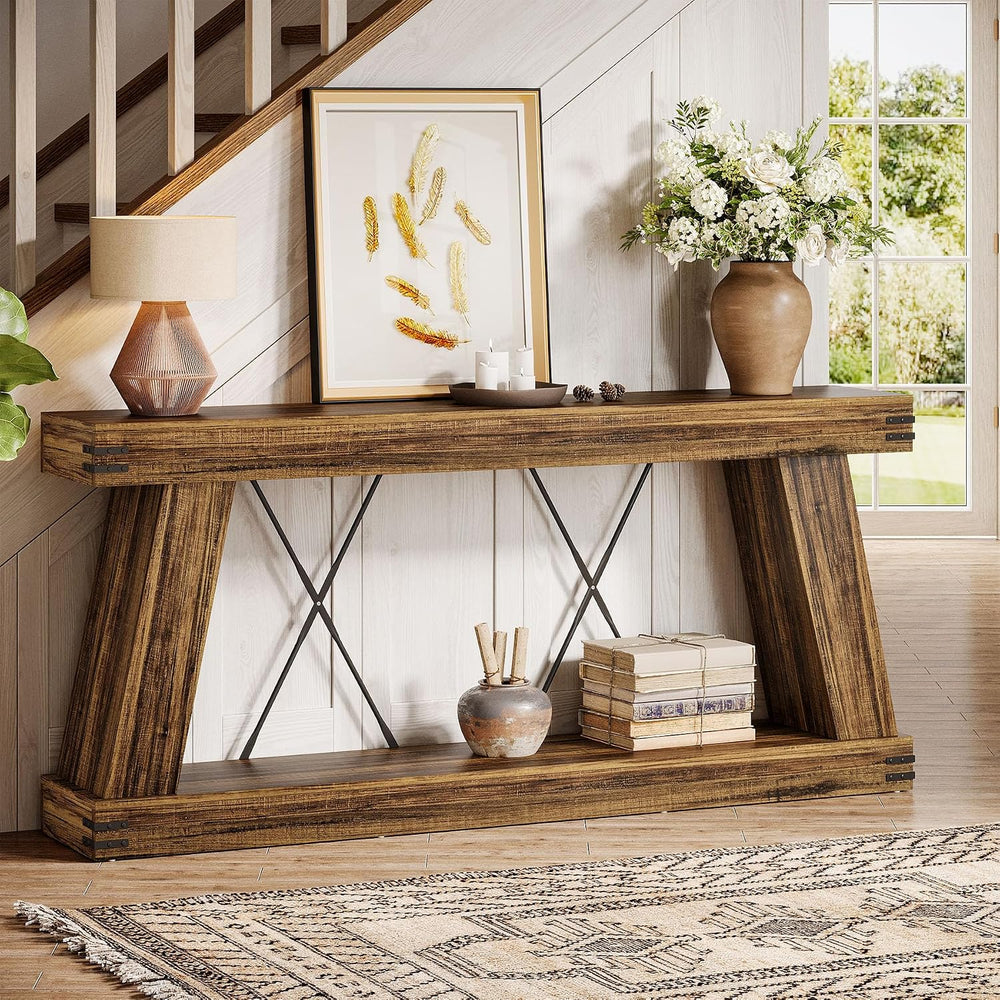 Tribesigns 70.9" Farmhouse Console Table, Long Sofa Table Behind Couch w...