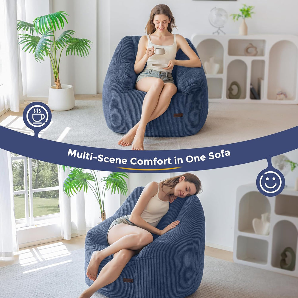 MAXYOYO Bean Bag Chair for Adults, Foam-Filled Floor Sofa for Reading | Bean ...