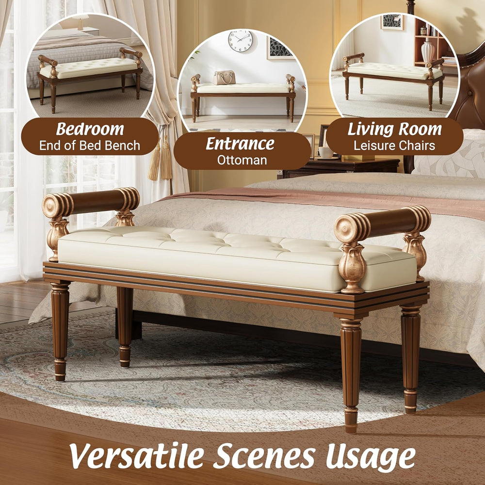 Christopher Knight Home Yae Luxurious PU Leather Upholstered End of Bed Ottom...