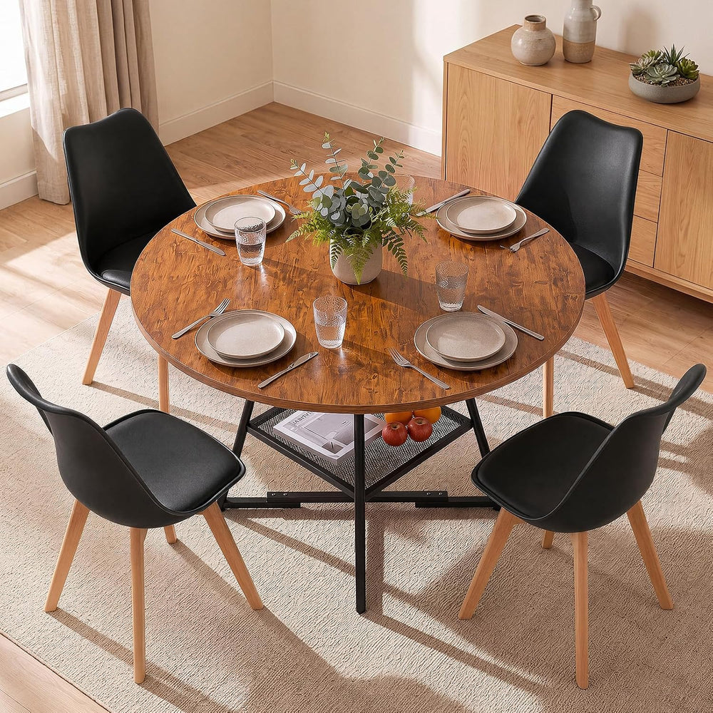 42in Round Dining Table Set for 4, Kitchen Table with Chairs | Circle Table, ...