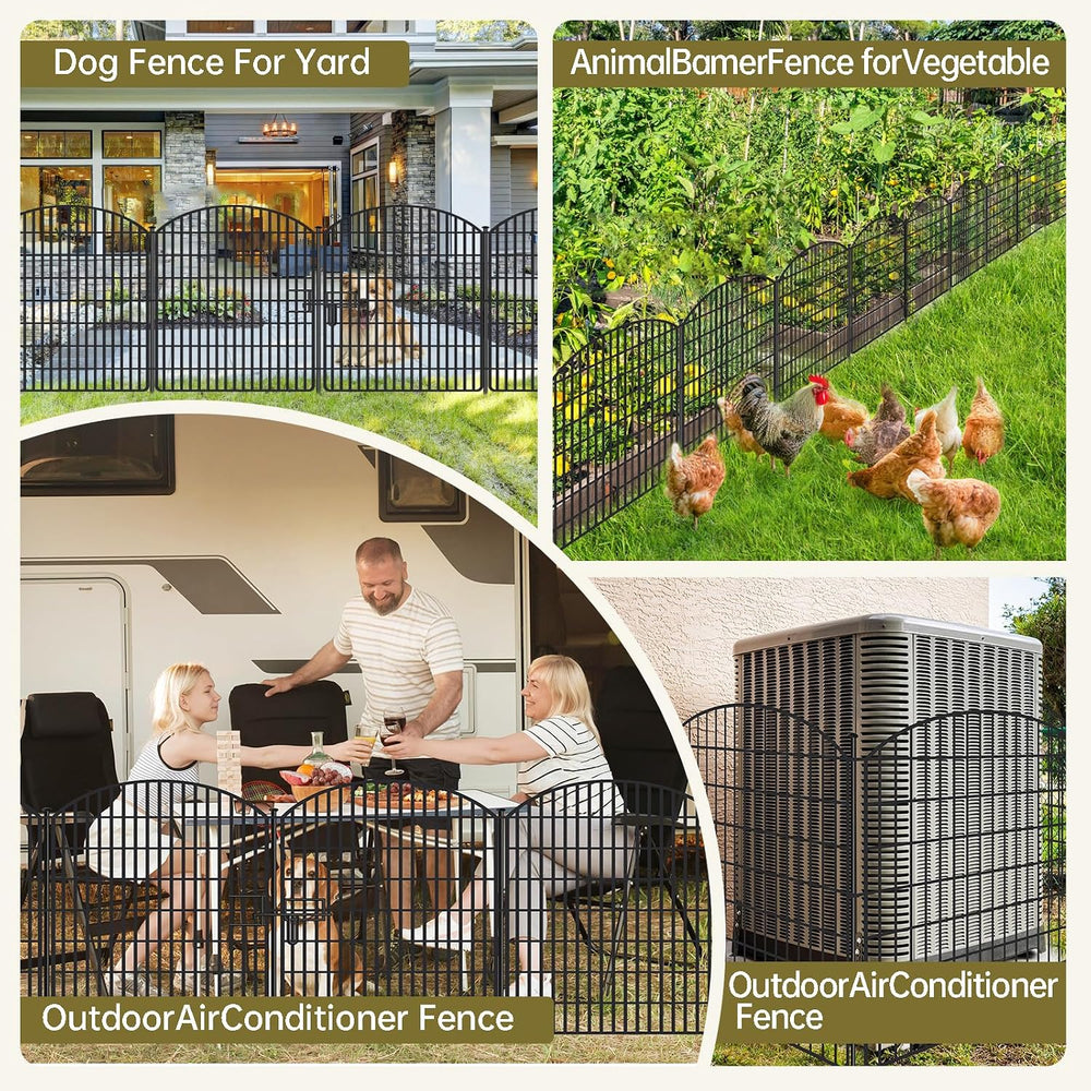 16 Panels No Dig Garden Fence with Gate, 32in x 38.6ft Decorative Dog Fence O...