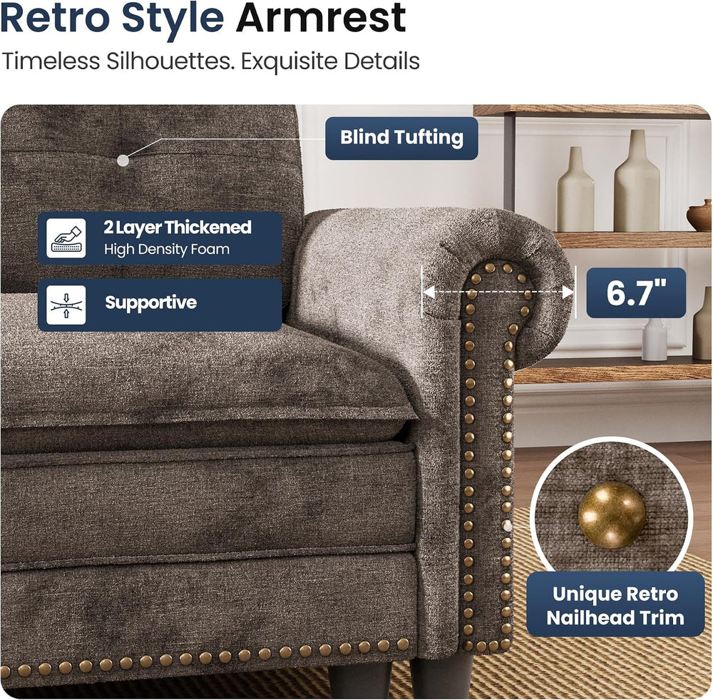 PHI VILLA 73.2" Modular Loveseat Cloud Couch with Rolled Arms & Deep...