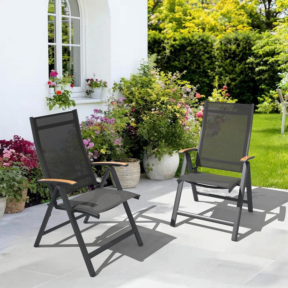 Pellebant 2 Piece Outdoor Dining Set for 2, Aluminum Foldable Dining Chairs