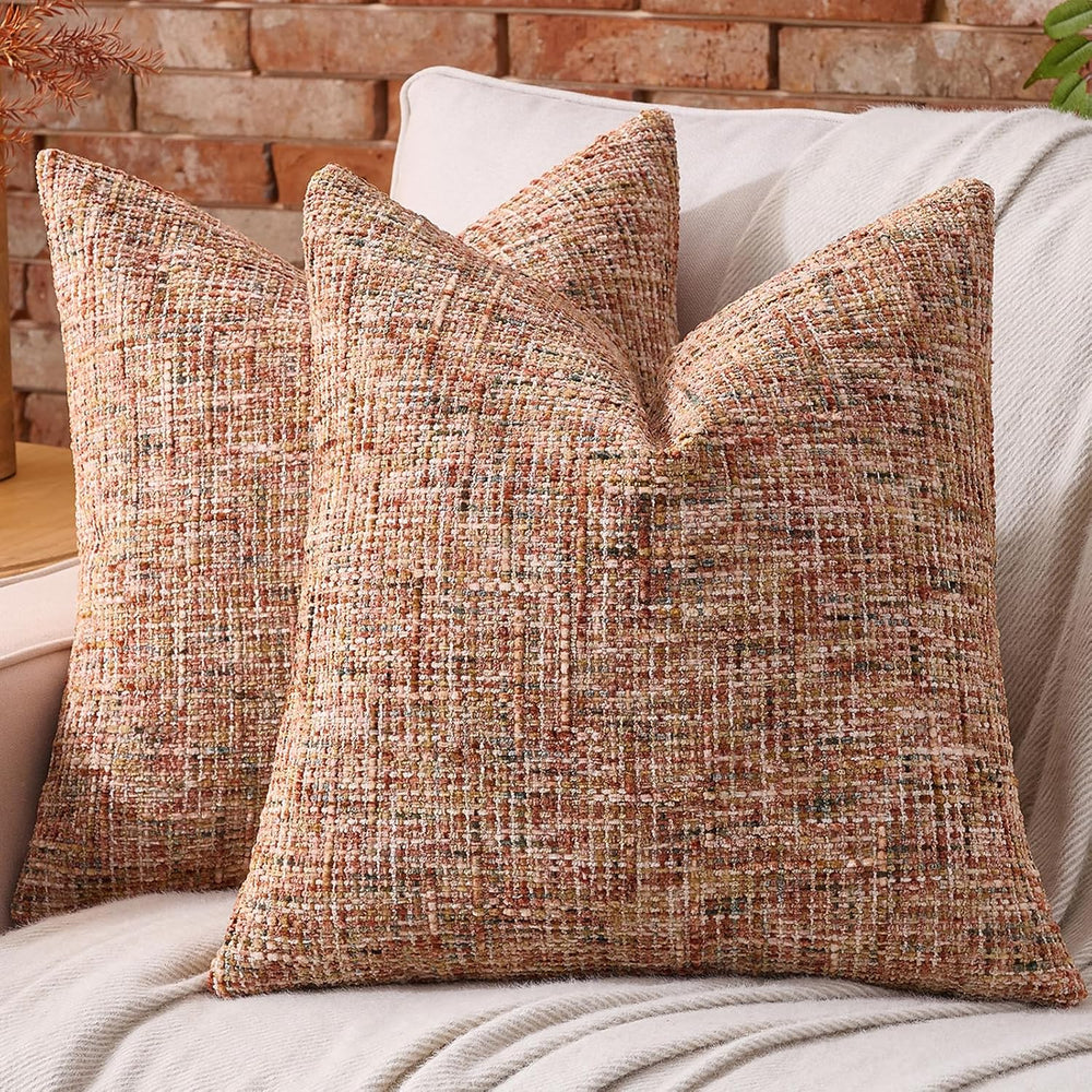 AmHoo Pack of 2 Chenille Textured Throw Pillow Cover, 500GSM Boho Farmhouse D...