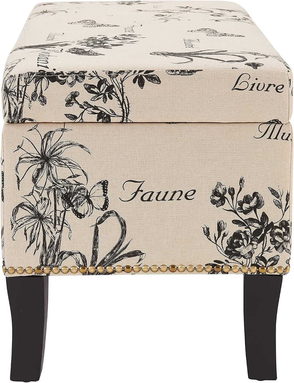 Linon Stephanie Ottoman, Botanical Linen