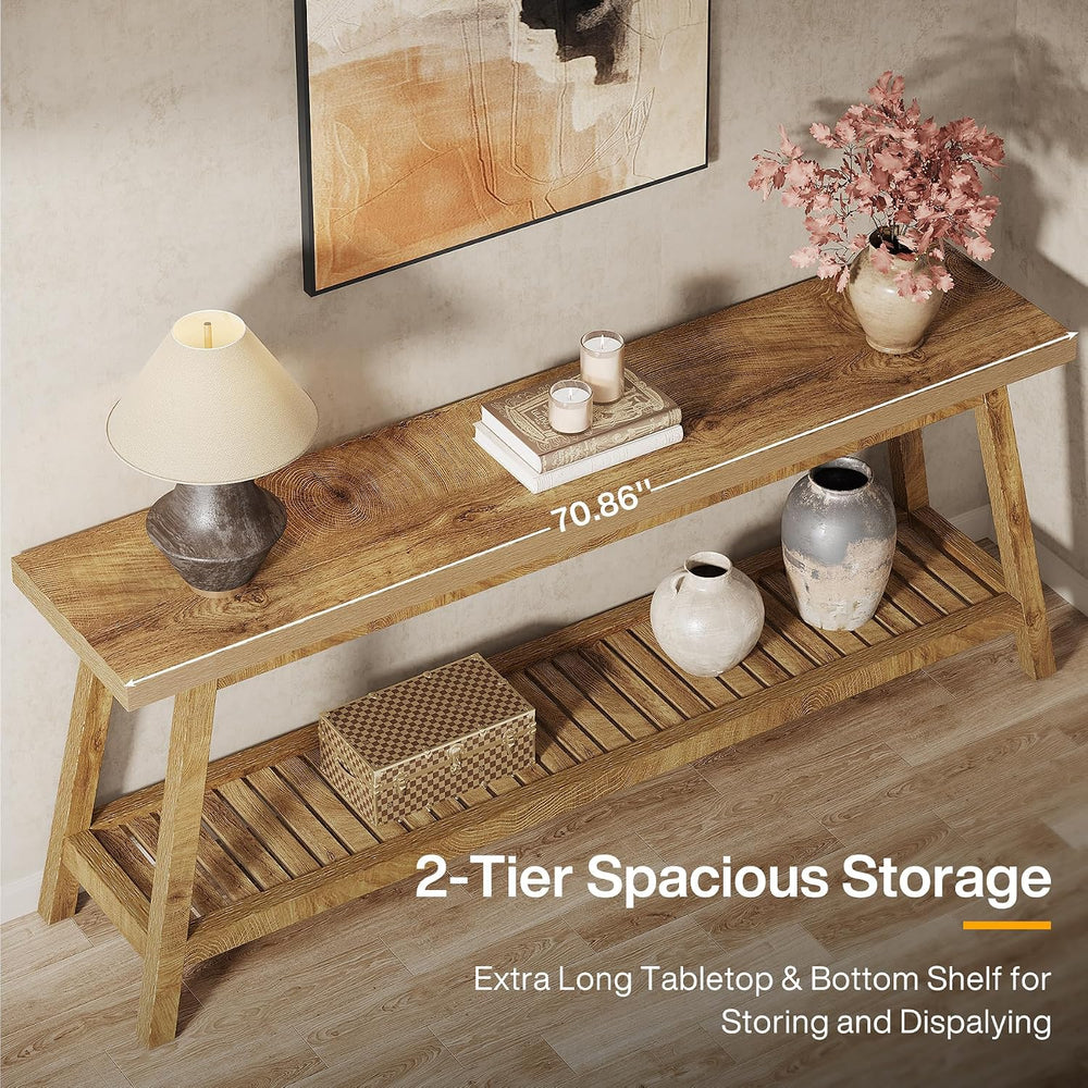 Tribesigns 70.86-Inch Console Table for Entyrway, Farmhouse 2-Tier Entry Entr...