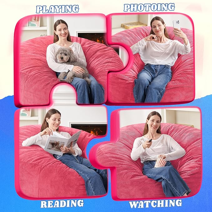 HABUTWAY 4FT Bean Bag Chair,Giant Bean Bag Chairs for Adults,Big Bean Bags wi...