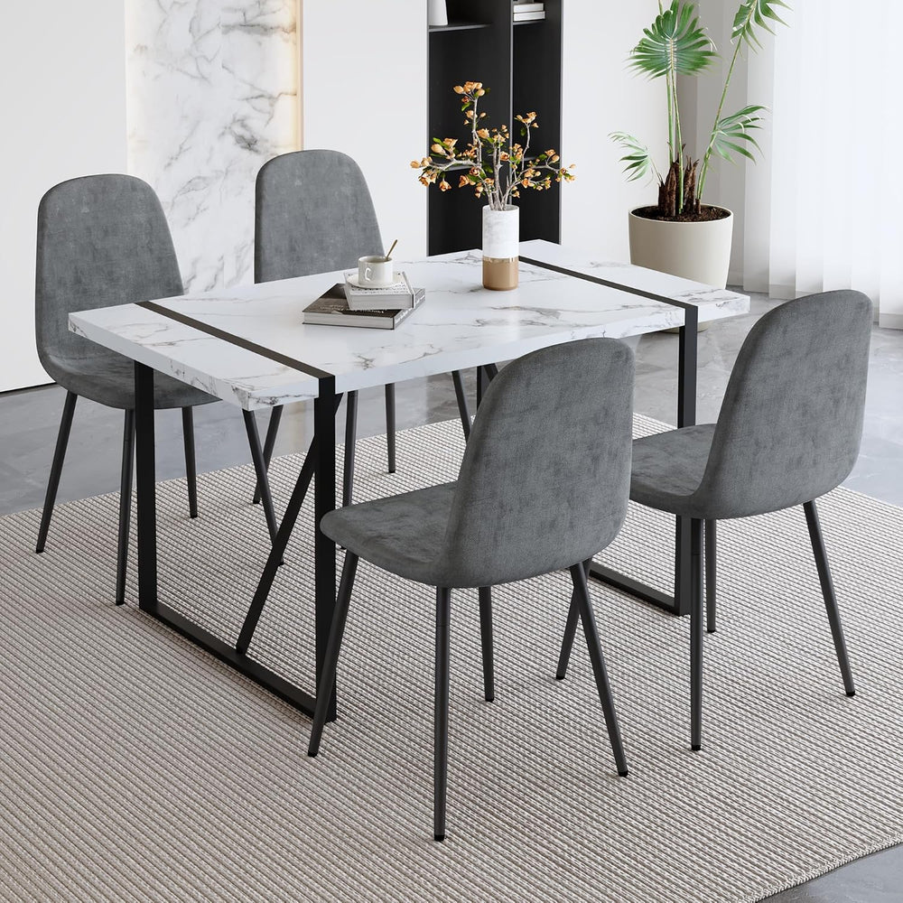 Modern 55'' Grey Wood Dining Table Set