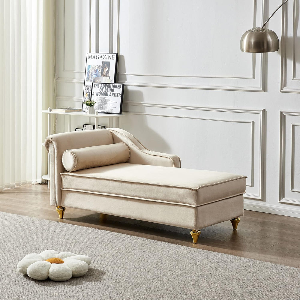 60.6''Velvet Chaise Lounge Indoor, Modern Velvet Lounge Chair with Le...