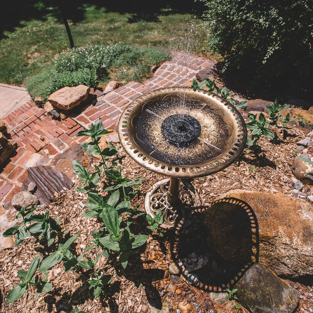 Backyard Expressions Bronze Bird Bath for Outside, Solar Bird Bath Fountain