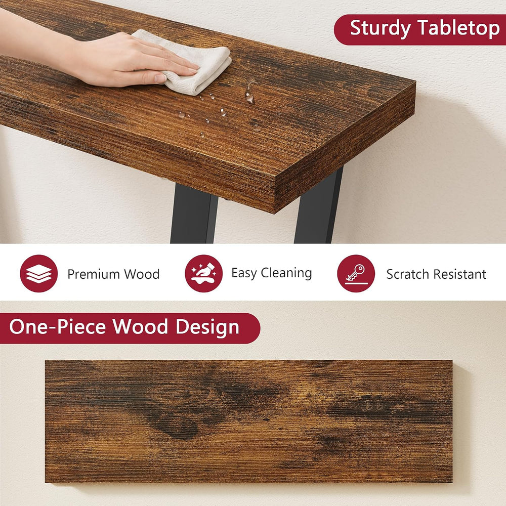 2 Tier Narrow Console Table, 31.5'' Entryway Table, Rustic Brown | In...