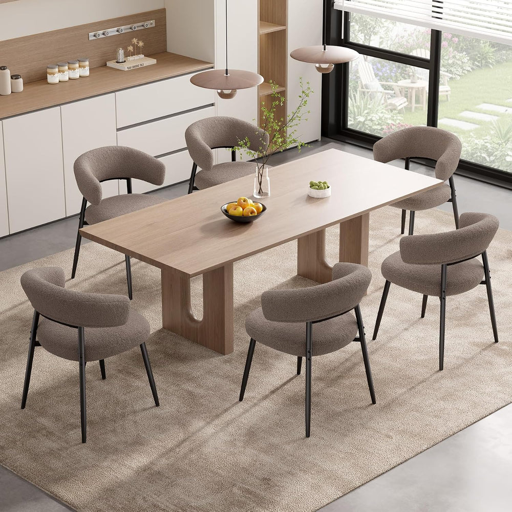Dining Chairs Set of 6, Mid Century Modern Kitchen Chairs, Boucle Upholstered...