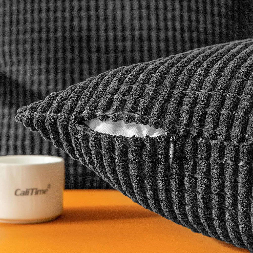CaliTime Decorative Couch Throw Pillow Covers 26 X 26 Inches Black