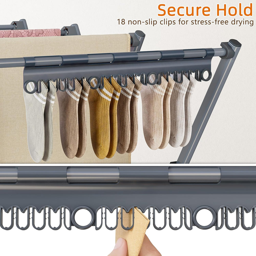 HOMIDEC Drying Rack Clothing,Large 12 Drying Poles with Sock Clips Clothes Dr...