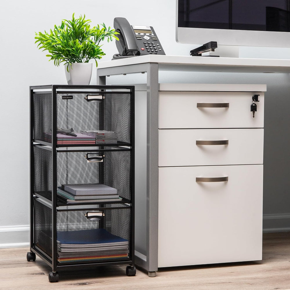 Mind Reader Office Storage Organizer with Mesh Drawers Label Holders and Opti...