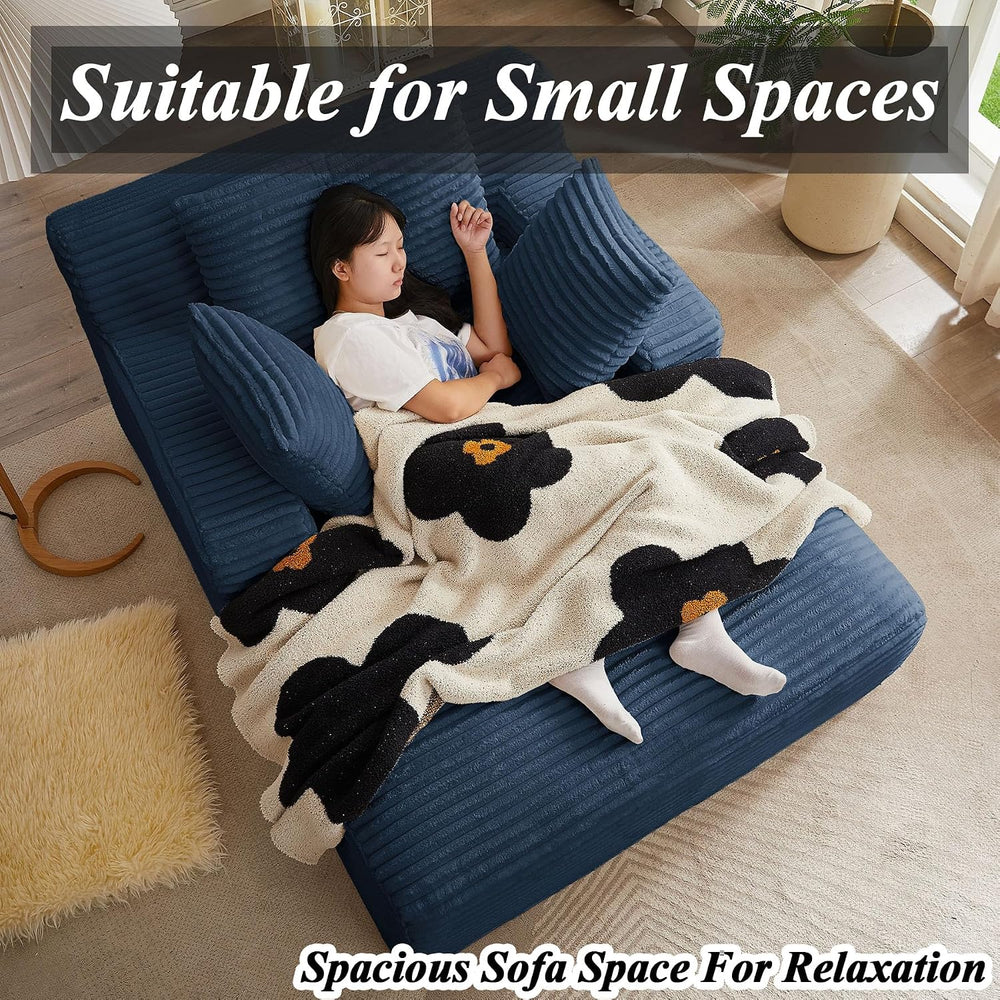 Oversized Chaise Lounge Chair Indoor, Corduroy Lounge Chair and Floor Couch w...