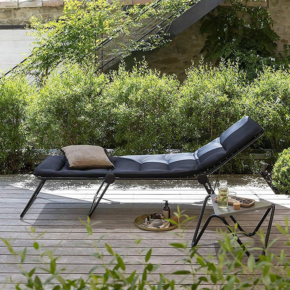 Lafuma Siesta Air Comfort Padded Pool Chaise Lounge, Acier Black