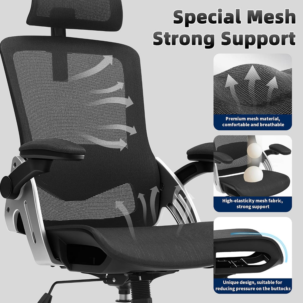 Fizzin Office Chair Mesh Desk Chair with 3D Armrests Computer Chair | Ergonom...