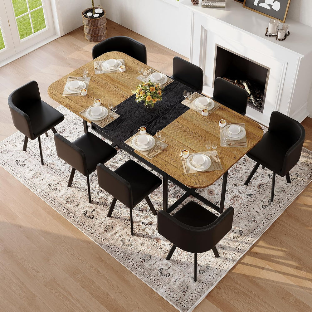 Dining Table Set for 8, 79" Large Dining Room Table Set for 8, Modern Fa...