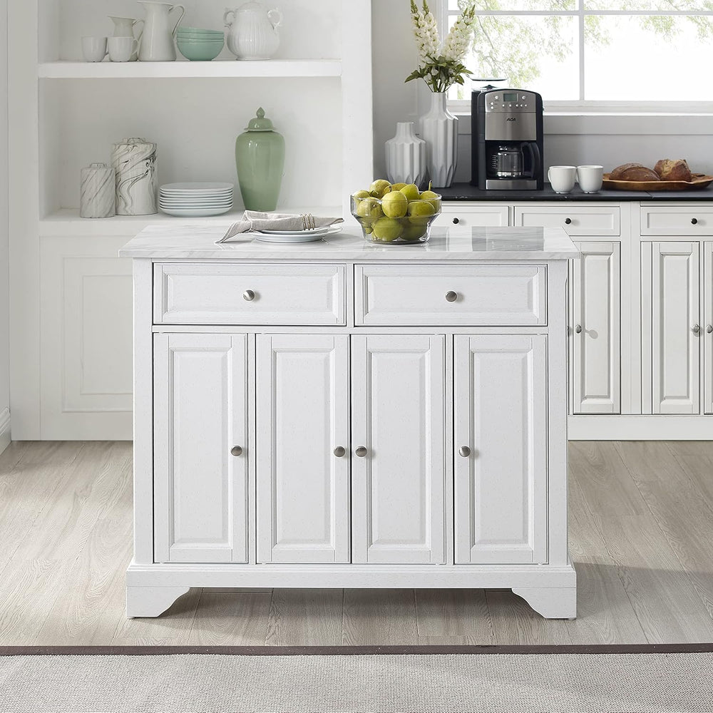 Crosley Furniture Avery Rolling Kitchen Island Storage Cart with Shelves, Mic...