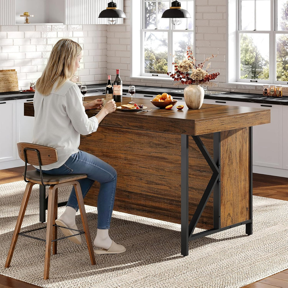 Tribesigns Large Kitchen Island with Storage, 55-Inch Wooden Stationary Islan...