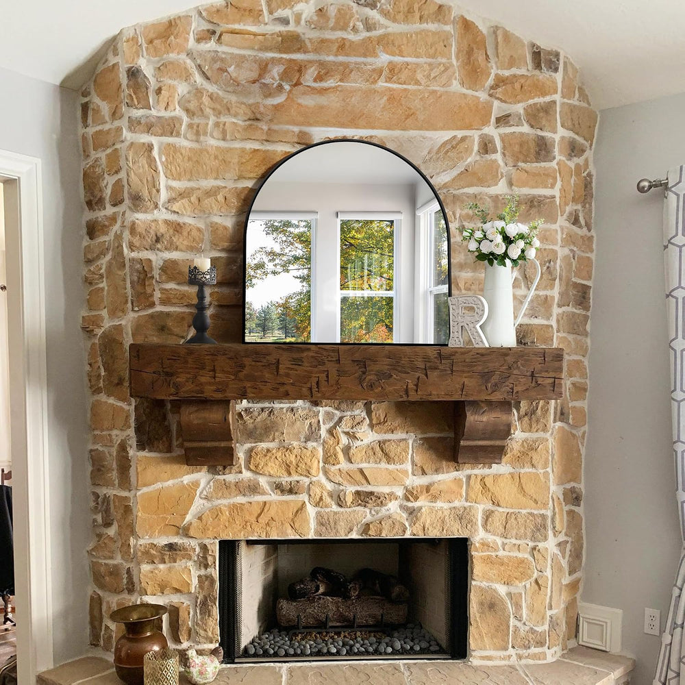 CIRCUMI Arched Wall Mirror, 30"x30" Black Arched Mirror for Entrywa...