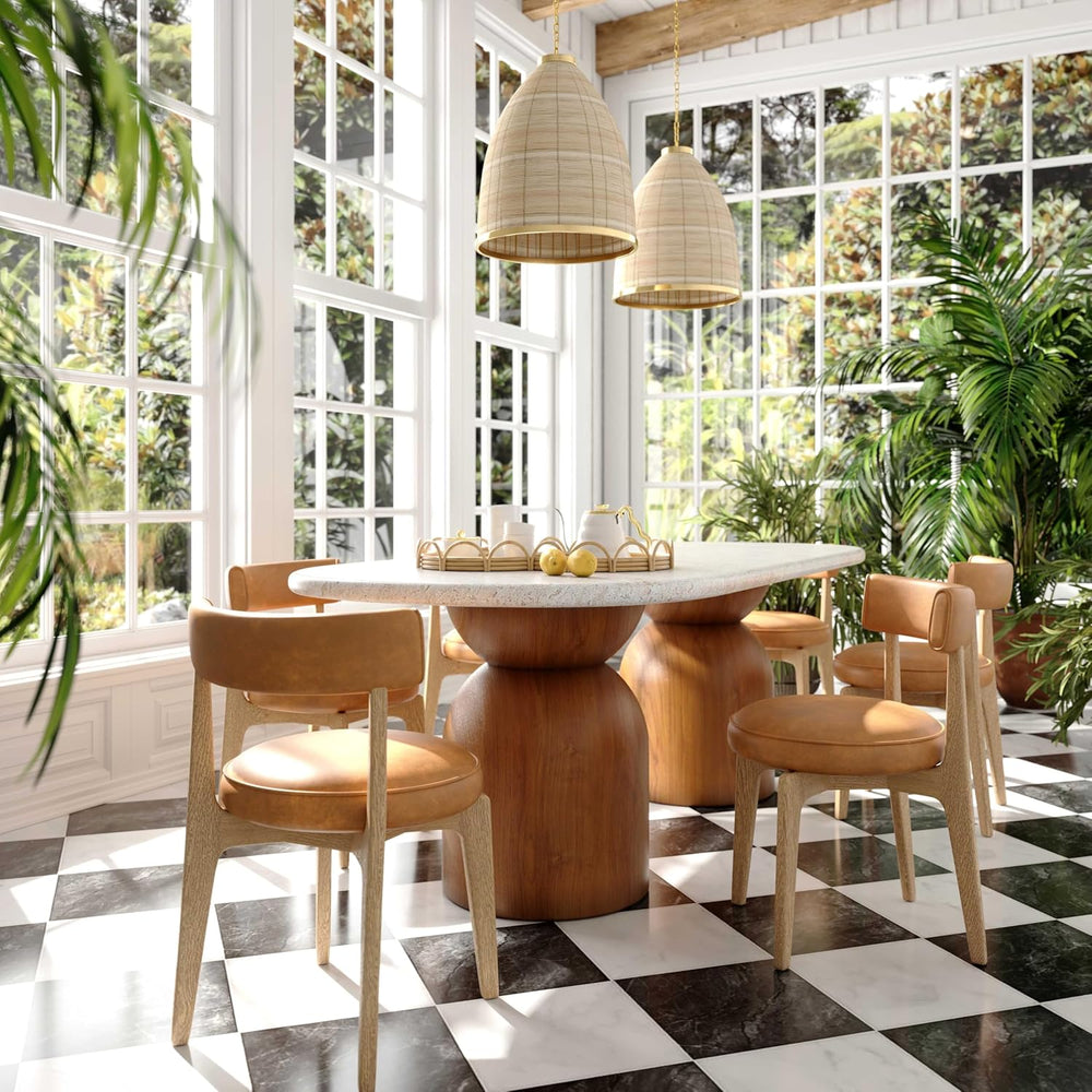 Tov Furniture Cynthia Travertine Concrete Indoor/Outdoor 87" Long Dining...