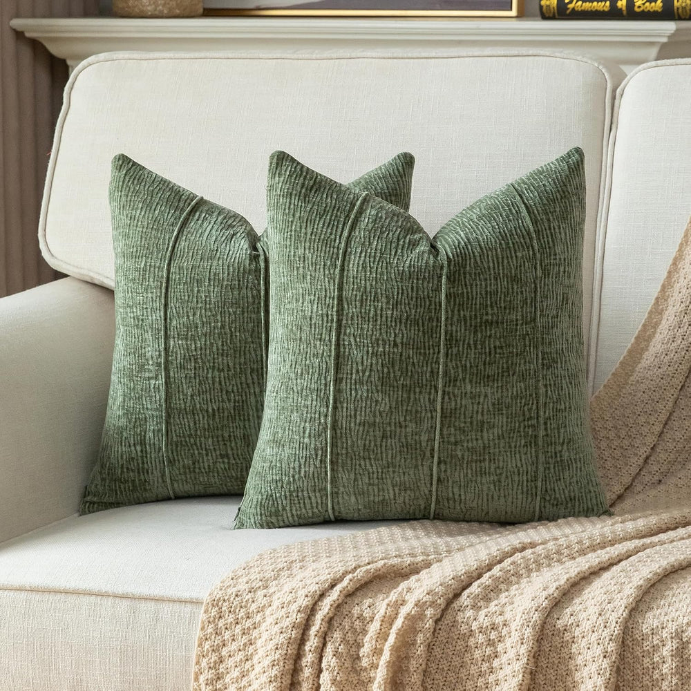 Neelvin Soft Chenille Throw Pillow Covers 26x26 Set of 2, Modern Textured Dec...