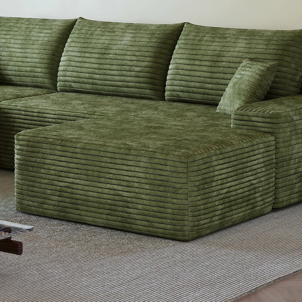 37.4 Inch Oversized Ottoman for Couch, Corduroy Upholstered Footrest with Com...