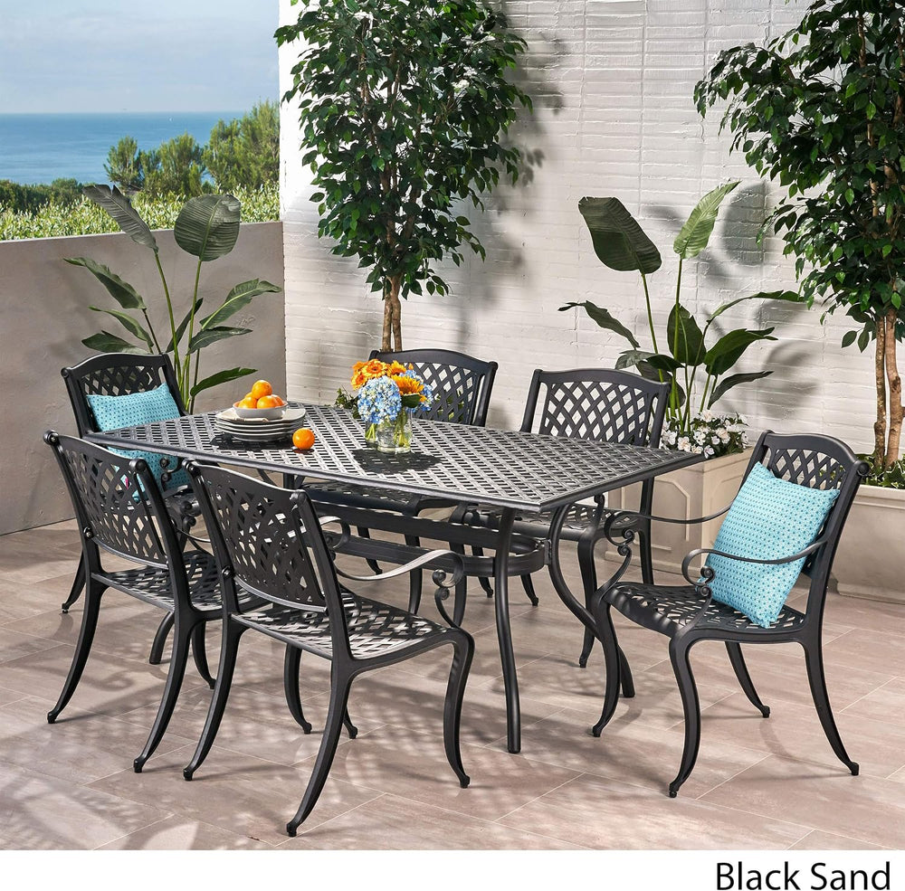Christopher Knight Home Cayman Outdoor 6-Seater Cast Aluminum Dining Set, 7-P...