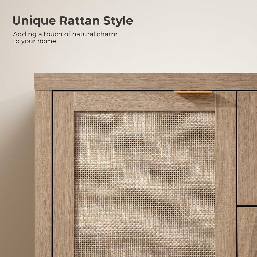 SICOTAS 52 Inch Sideboard Buffet Cabinet with Storage, Rattan Credenza