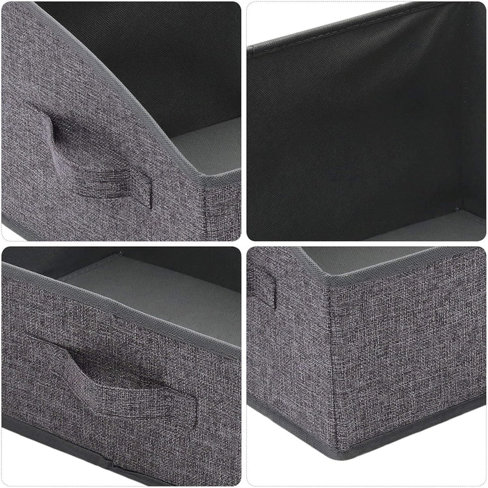 TENABORT 6 Pack Trapezoid Large Foldable Closet Storage Bins with Handle, Fabric Storage Organizer Cube Colth Containers Linen Box Shelf Baskets for Clothes Clothing Shelves Wardrobe
