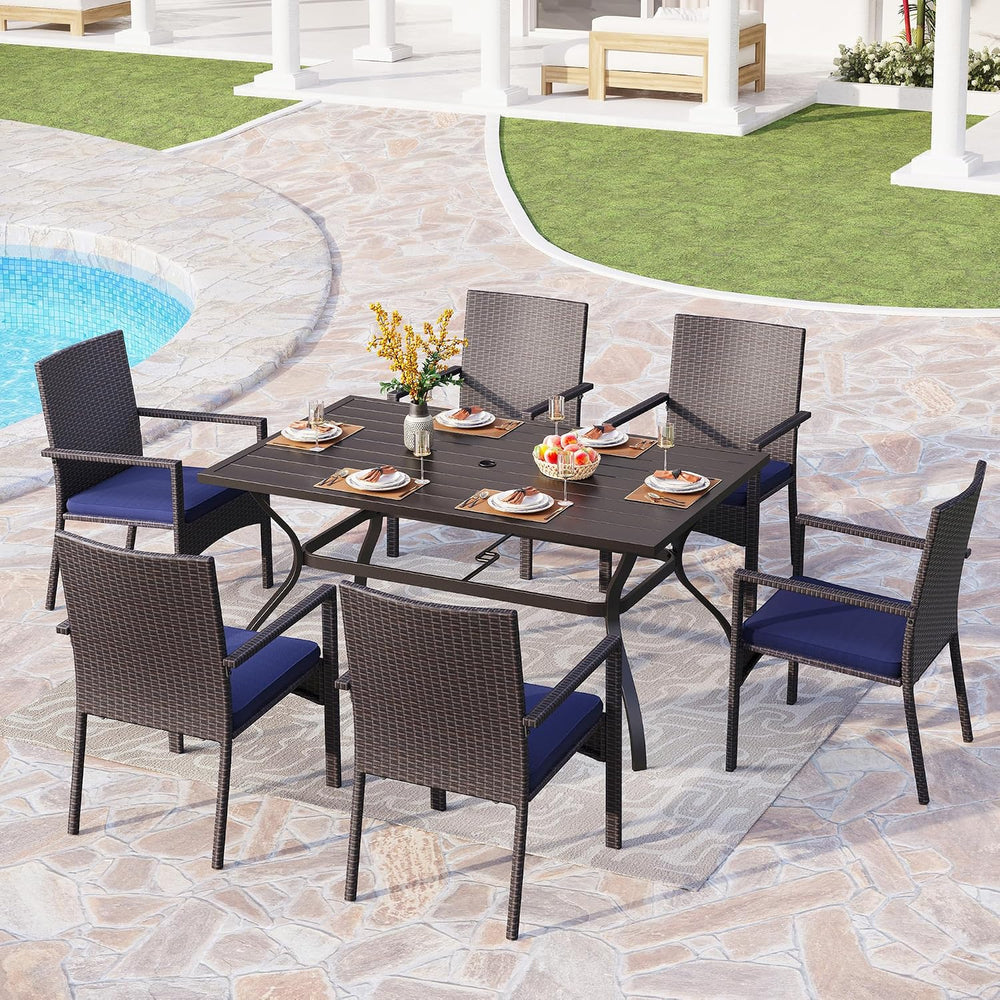 PHI VILLA Wicker Patio Dining Chairs Set of 6 with Removable Cushions