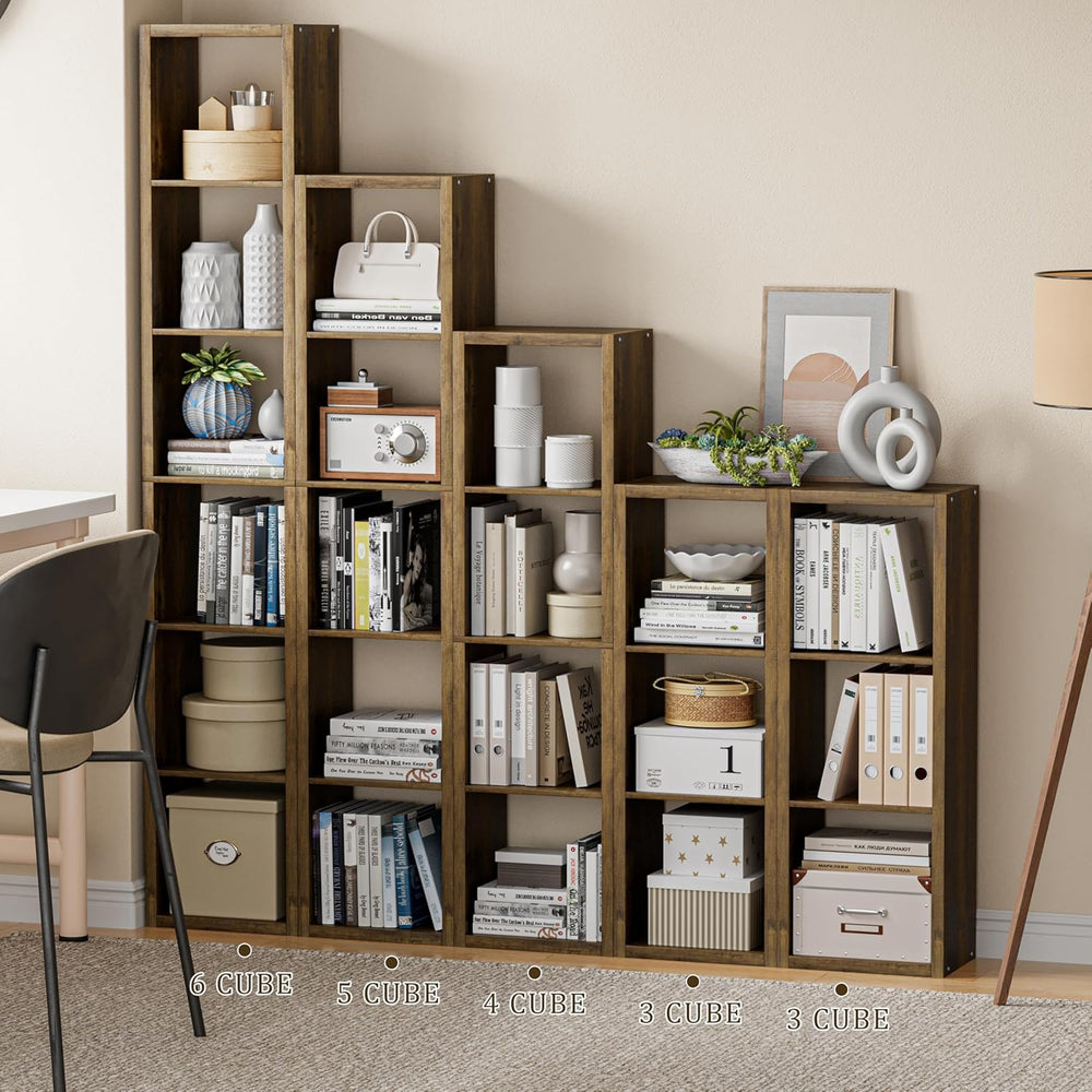 Cube Storage Organizer Bookcase, Small 4 Tier 11 inch Open Back Cubical Shelf...