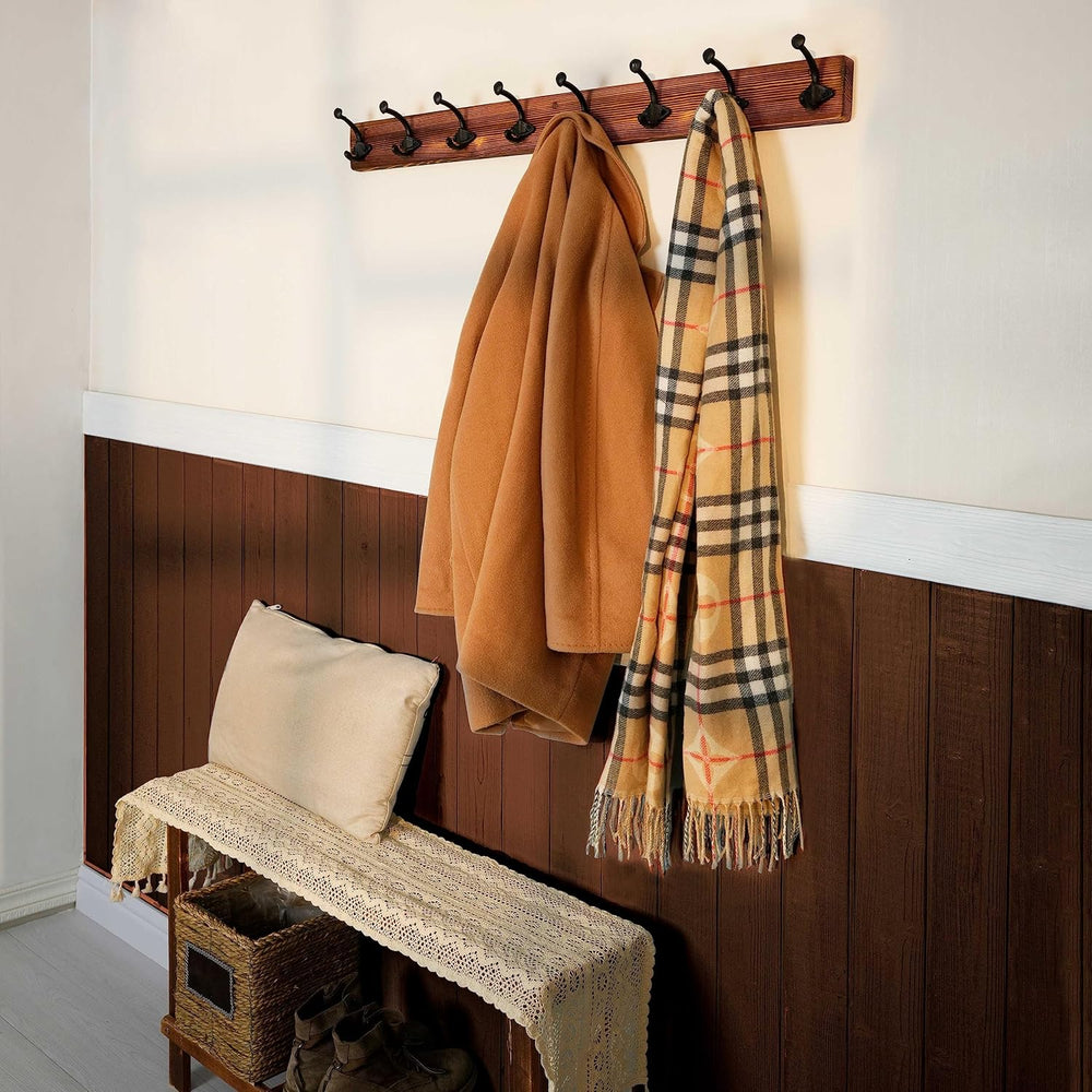 WEBI Rustic Coat Rack Wall Mount,35.43" Long 8 Cast Iron Coat Hooks Wall...
