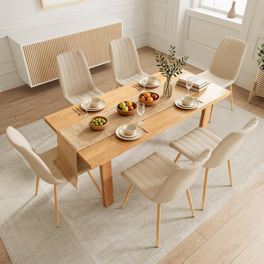 High Back Upholstered Dining Chairs Set of 4, Beige