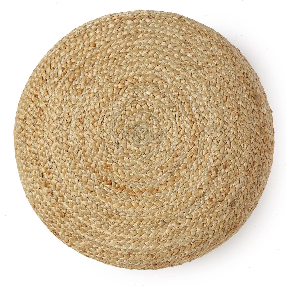 · REDEARTH · Jute Circular Low Pouf Ottoman - Boho Foot Stool - Natural | Jut...
