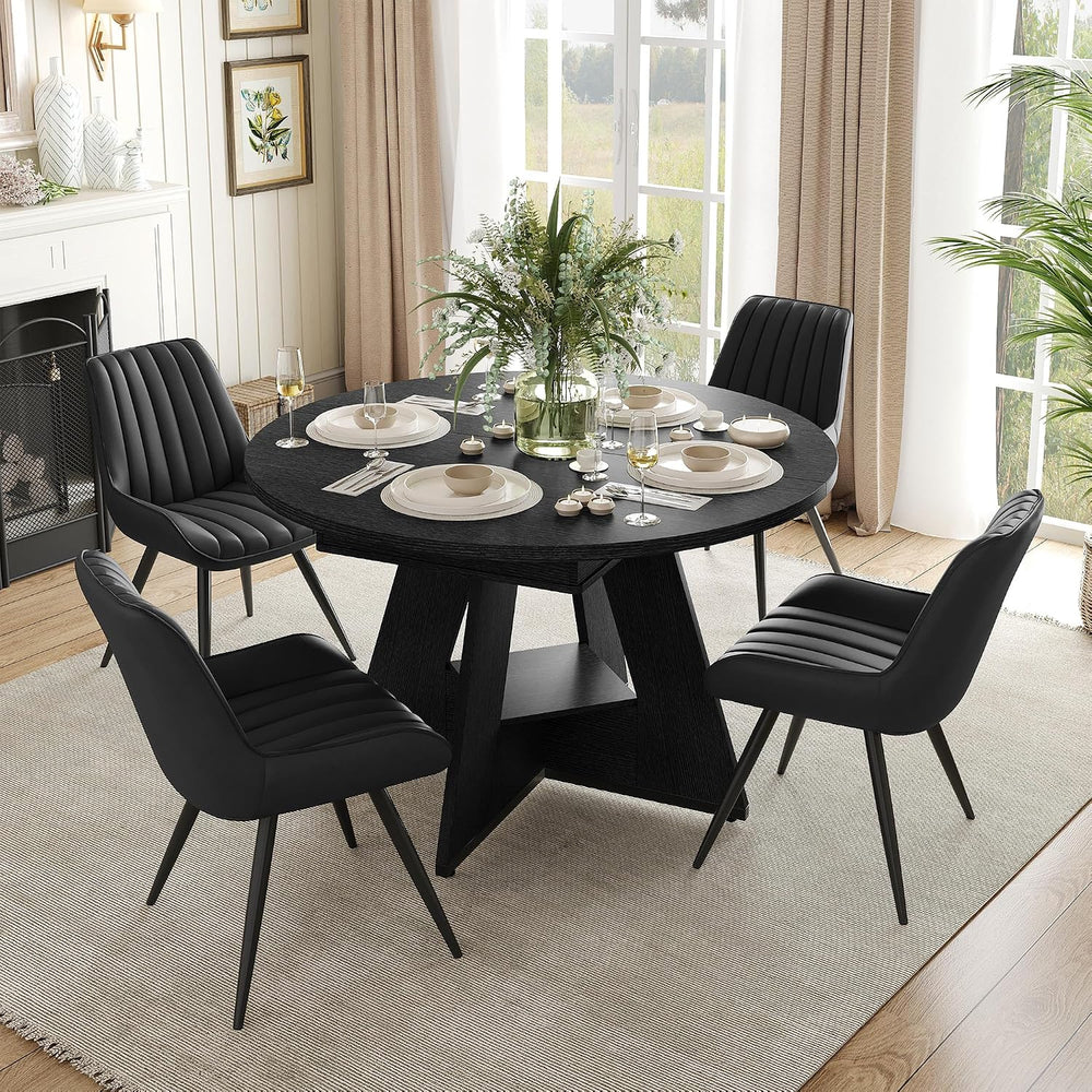 Miereirl Extendable Dining Table Set for 4-6, 47.24"-63" Round to O...