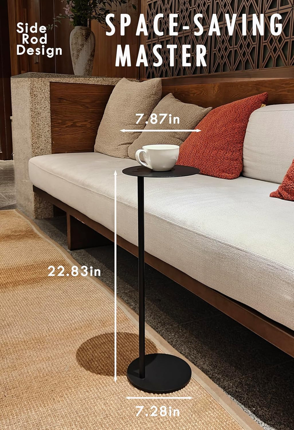 Premium Round Mini Side Table, C Shaped End Table, Drink Table, Small Pedesta...