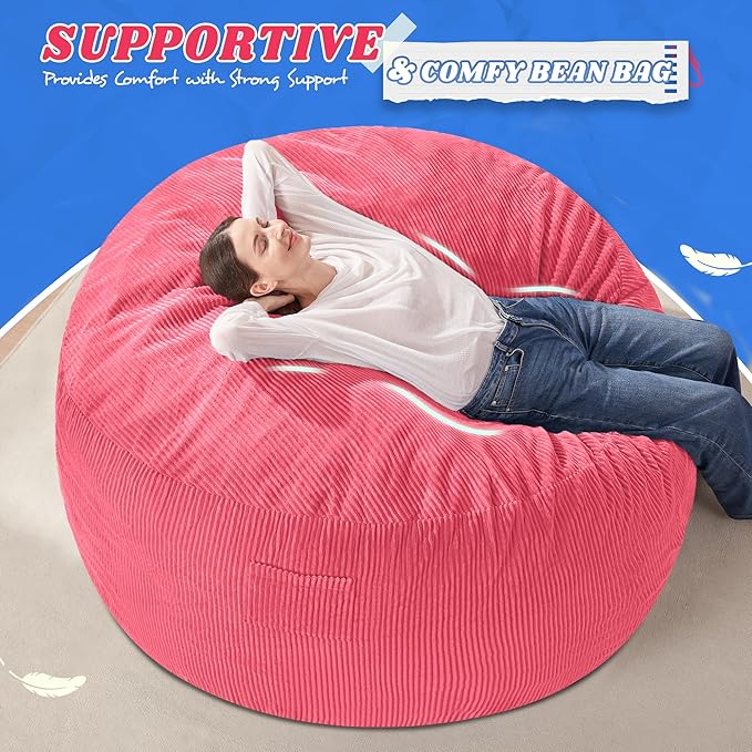 HABUTWAY 4FT Bean Bag Chair,Giant Bean Bag Chairs for Adults,Big Bean Bags wi...