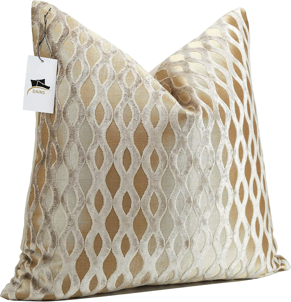 22x22 Beige Pillow Covers, Gold Cushion Throw Velvet Covers ,Velvet Beige Gol...