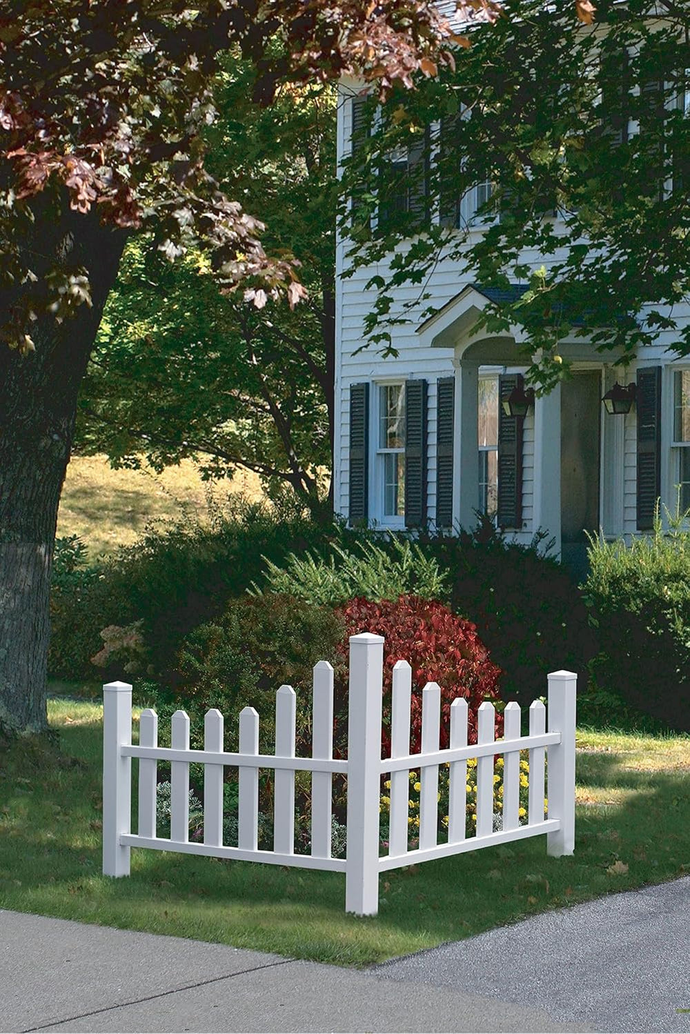 Vita White Vinyl Country Corner Picket Fence Durable All-Weather Garden &...
