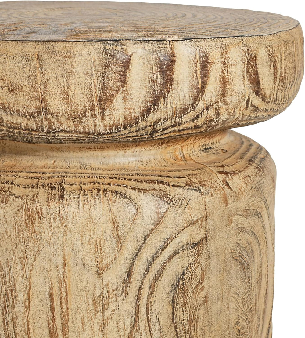 Merax MGO Wood Grain Side Table, Realistic Tree-Stump Design, Lightweight Con...