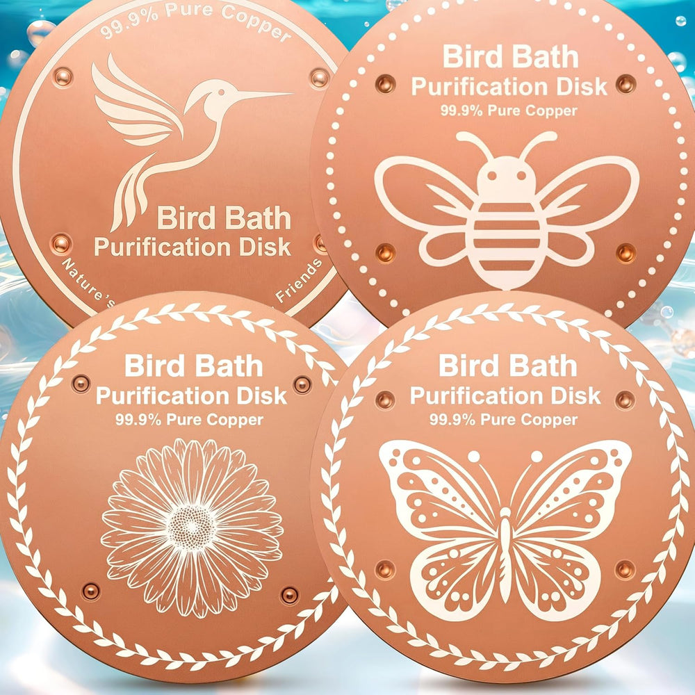 OICEME Bird Bath Purification Disk Pure Copper Backyard Outside Solar Power W...