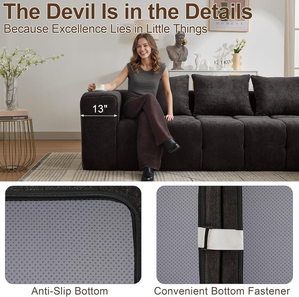 119" Couch, Cloud Sectional Couch with Deep Seat, High-Density Memory Fo...